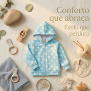 Jaqueta - Moletom Peluciado -  Margaridas Azul Serenity