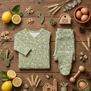 Kit Body Kimono + Calça com Pezinho Recém-Nascido a 3 Meses - Cotton Adapt | Trevos