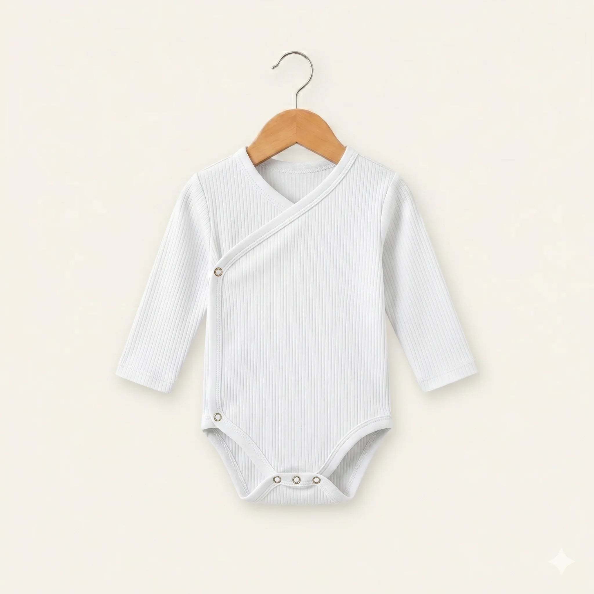 Kit: Body Kimono + Calça de Pezinho - Recém-Nascido à 3 Meses - Algodão Canelado | Branco Puro