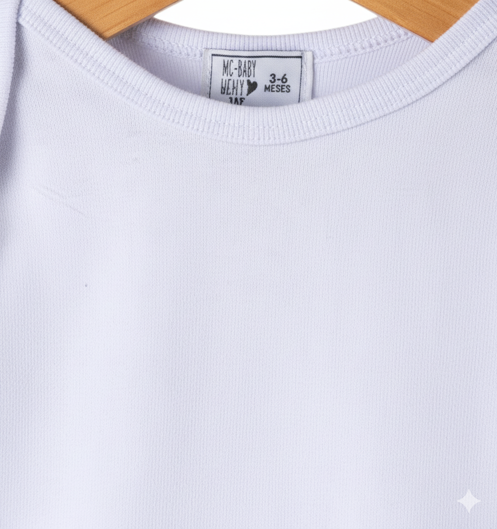 Body Bebê/Infantil Manga Curta Unissex - Algodão Premium Liso | Branco Puro