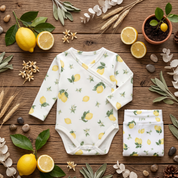 Kit Body Kimono + Calça com Pezinho Recém-Nascido a 3 Meses - Cotton Adapt | Lemons
