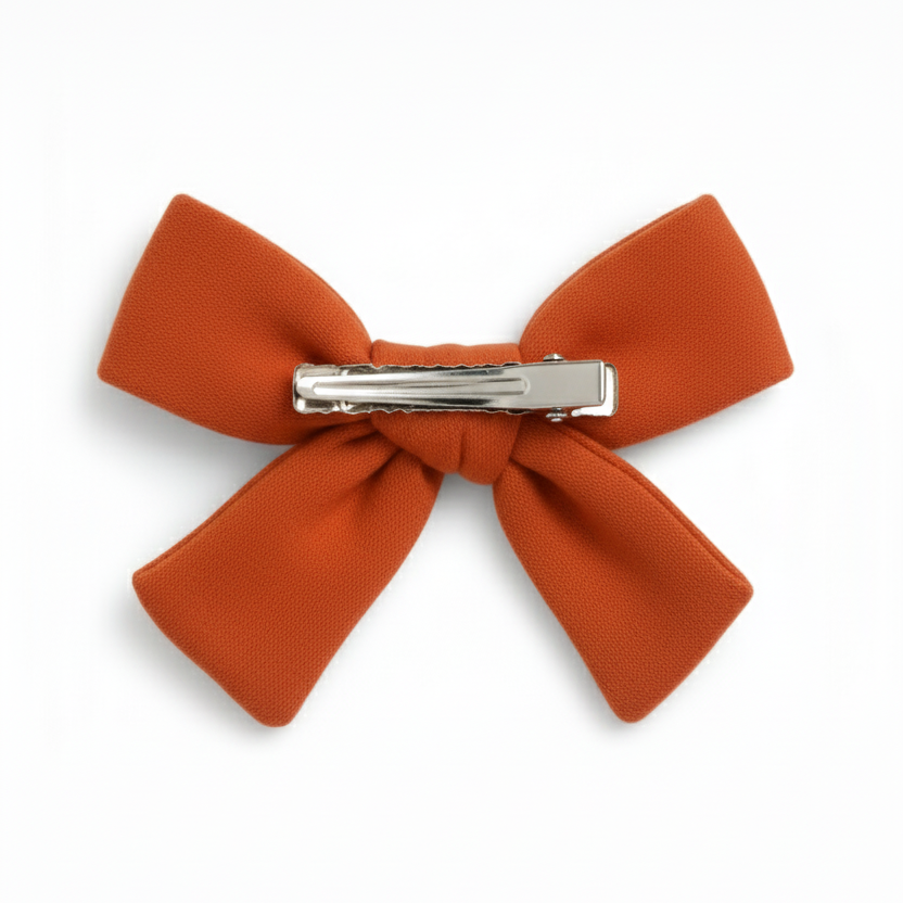 Presilha de Cabelo Infantil - Algodão Premium Liso | Laranja Queimado