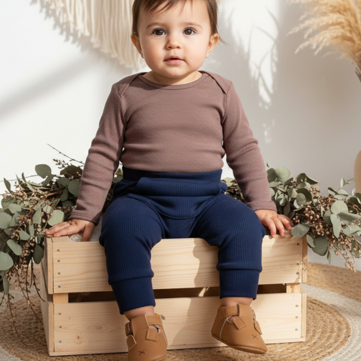 Infantil Manga Longa Unissex - Algodão Liso Premium | Caqui