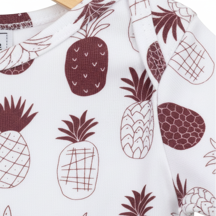Body Bebê/Infantil Manga Curta Unissex - Algodão Premium Estampada Exclusiva | Abacaxi Boho