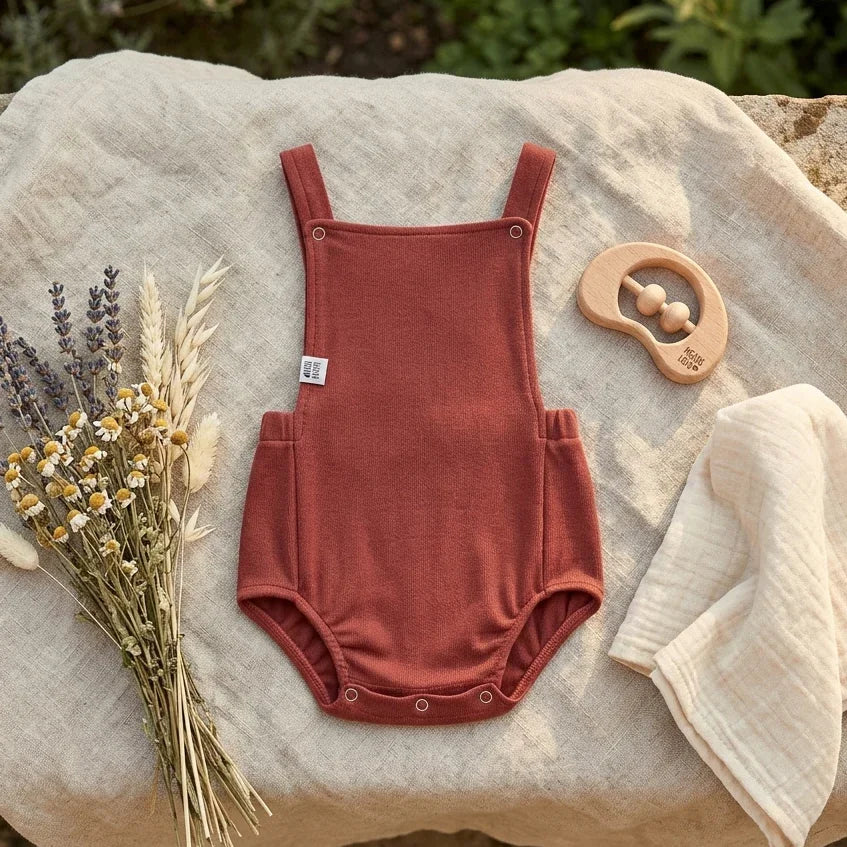 Jardineira Romper - Algodão Premium | Terracota