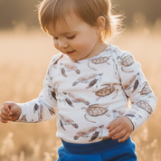 Body Bebê/Infantil Manga Longa Unissex - Algodão Premium Estampa Exclusiva | Tartarugas Aquareladas