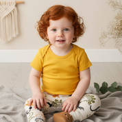 Body Bebê/Infantil Manga Curta Unissex - Algodão Premium Liso | Amarelo