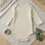 Body Bebê e Infantil Unissex Manga Longa – Algodão Canelado Premium Liso | Off White