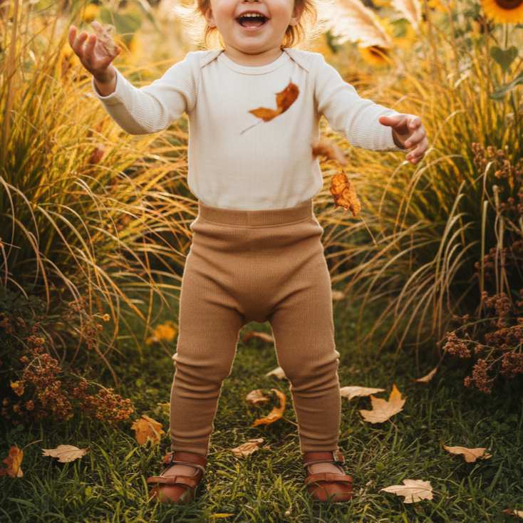 Legging Bebê e Infantil Menina – Canelado Algodão Premium Liso | Marrom Claro