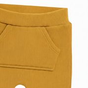 Calça Bebê e Infantil Bolsão Canguru Unissex – Canelado Premium Liso | Mostarda