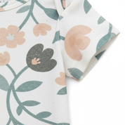 Body Bebê/Infantil Menina – Manga Curta -  Cotton Estampado Premium | Floral Vintage Tons de Azul
