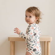 Body Manga Longa – Cotton Adapt | Floral Vintage Tons de Azul