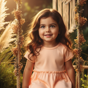 Body Vestido Menina - Algodão Stretch Liso | Salmão Bebê