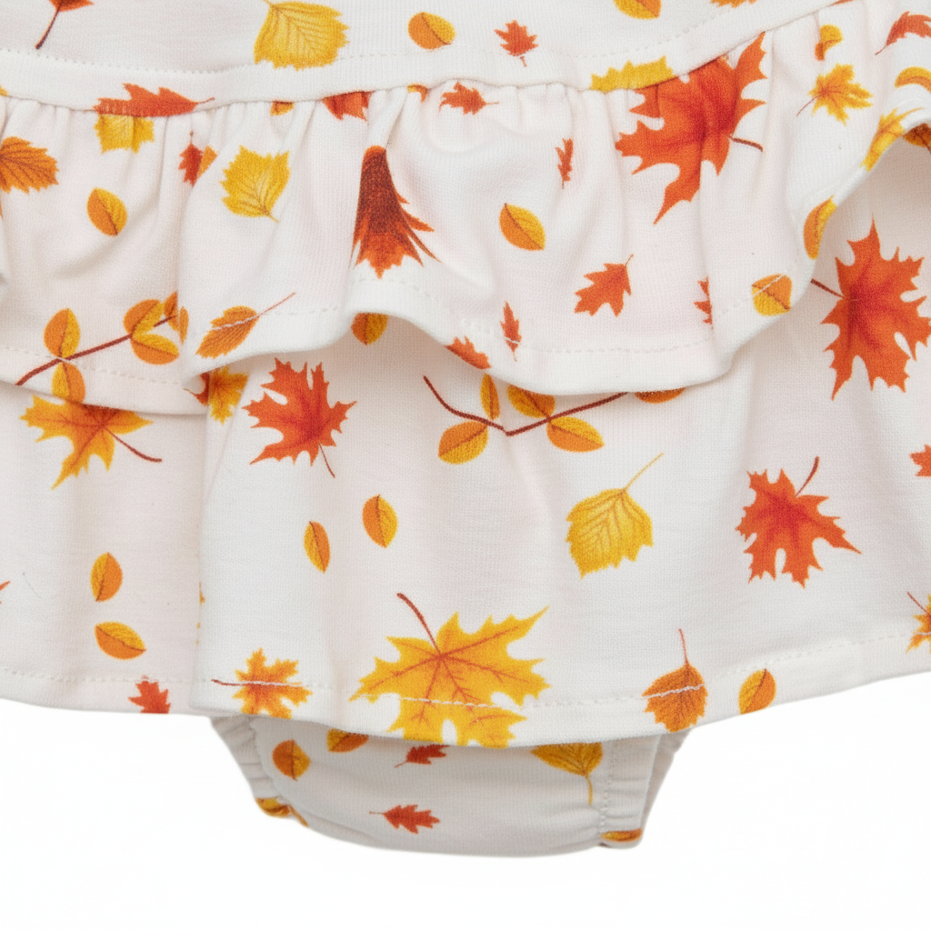Short Saia Bebê/Infantil Com Camadas - Cotton Premium Estampa Exclusiva | Folhas de Outono