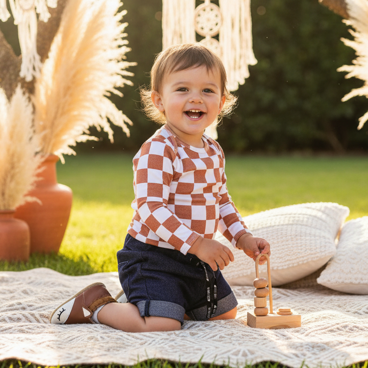 Body Bebê/Infantil Manga Longa Unissex - Algodão Premium Estampa Exclusiva | Plaid