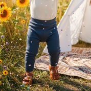 Legging Bebê e Infantil Menina – Canelado Algodão Premium Liso | Marinho Mescla