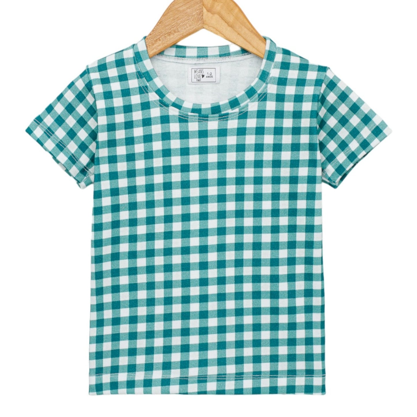 Camiseta Infantil Curta - Xadrez Verde