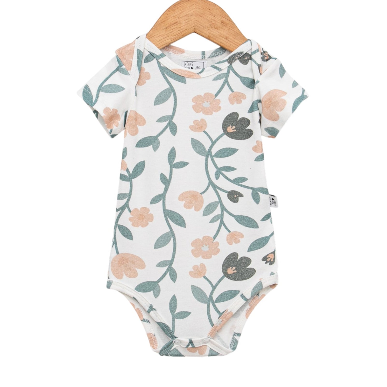 Body Bebê/Infantil Menina – Manga Curta -  Cotton Estampado Premium | Floral Vintage Tons de Azul