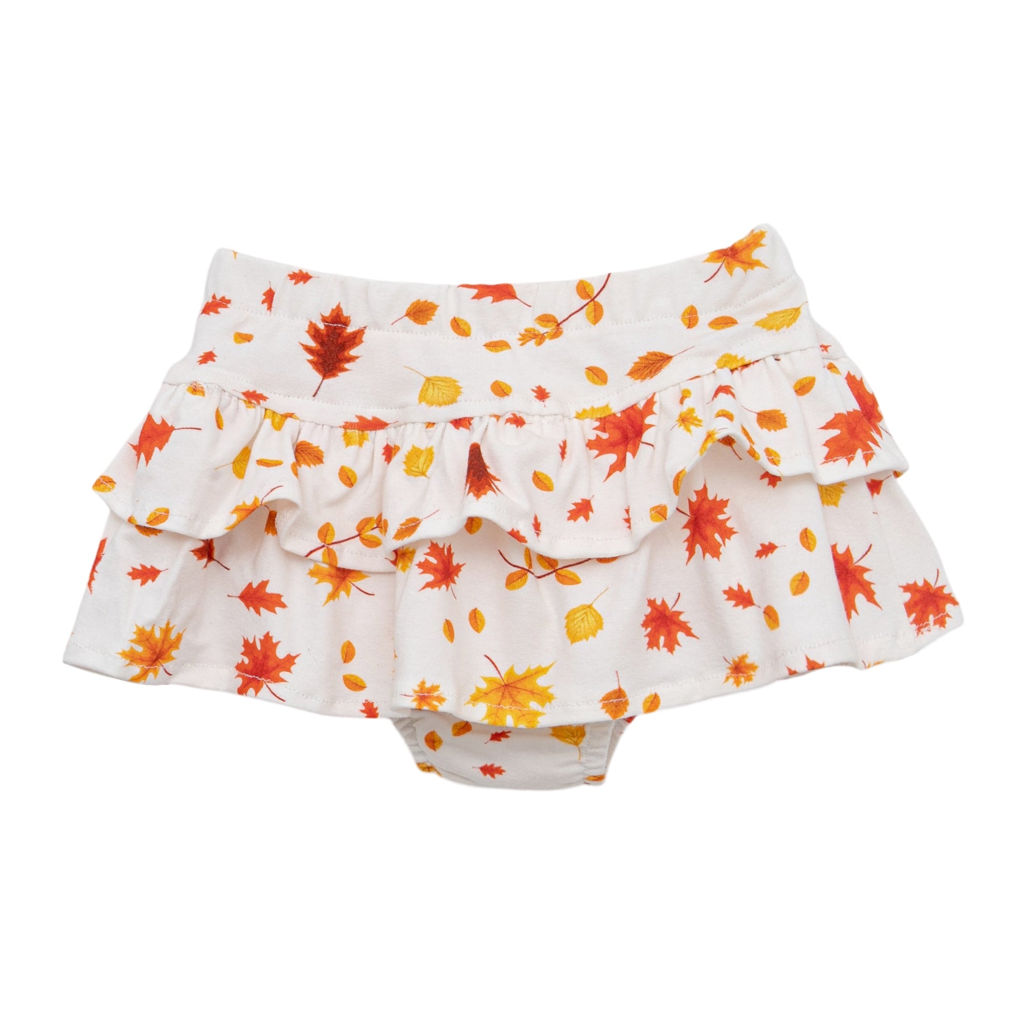 Short Saia Bebê/Infantil Com Camadas - Cotton Premium Estampa Exclusiva | Folhas de Outono