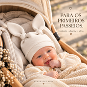 Touca Bebê Orelhinhas Regulável - Algodão Canelado | Off White