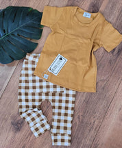 Calça Bebê/Infantil Com Bolsão Unissex [Cotton- Estampada] - Xadrez Marrom