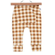 Calça Bebê/Infantil Com Bolsão Unissex [Cotton- Estampada] - Xadrez Marrom