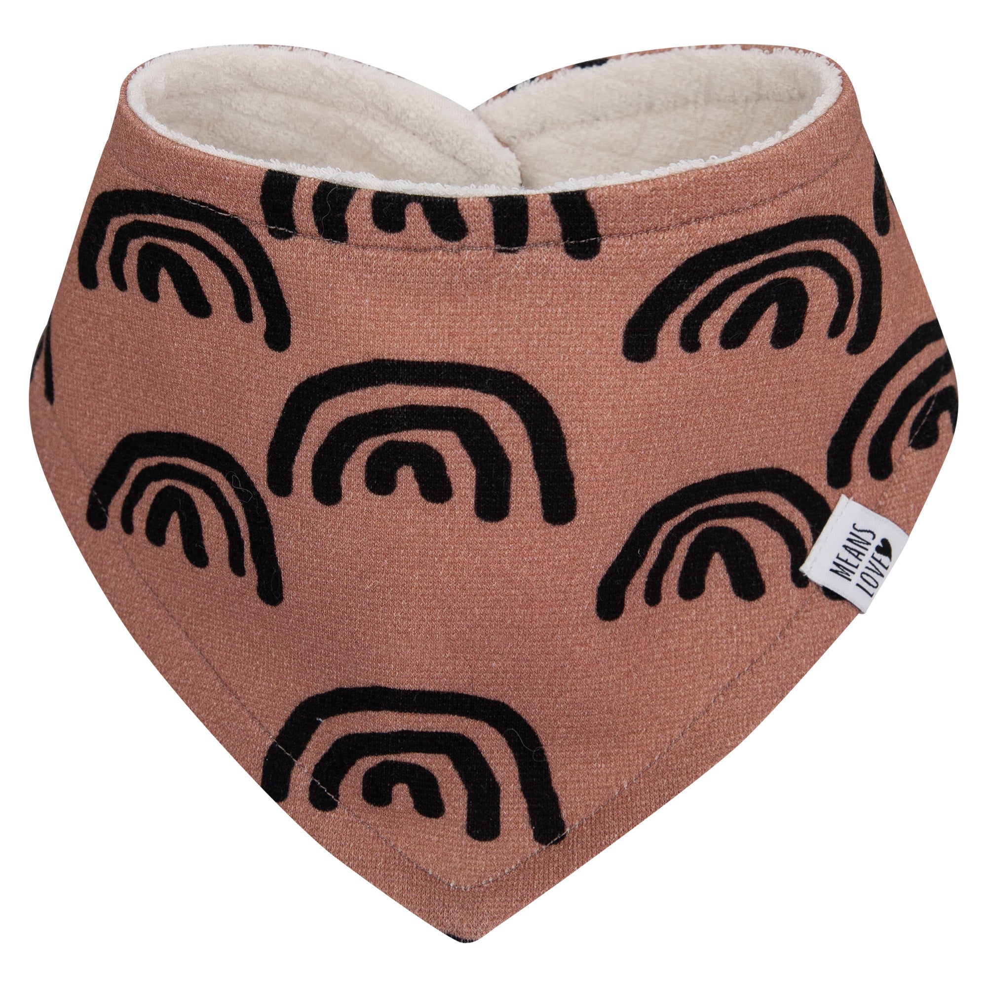 Bandana Babador Bebê Unissex –  Algodão Stretch Estampa Exclusiva |  Arco Iris Boho Fundo Marrom