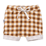Bermuda Bebê/Infantil Menino – Tecido Cotton Estampado | Xadrez Marrom