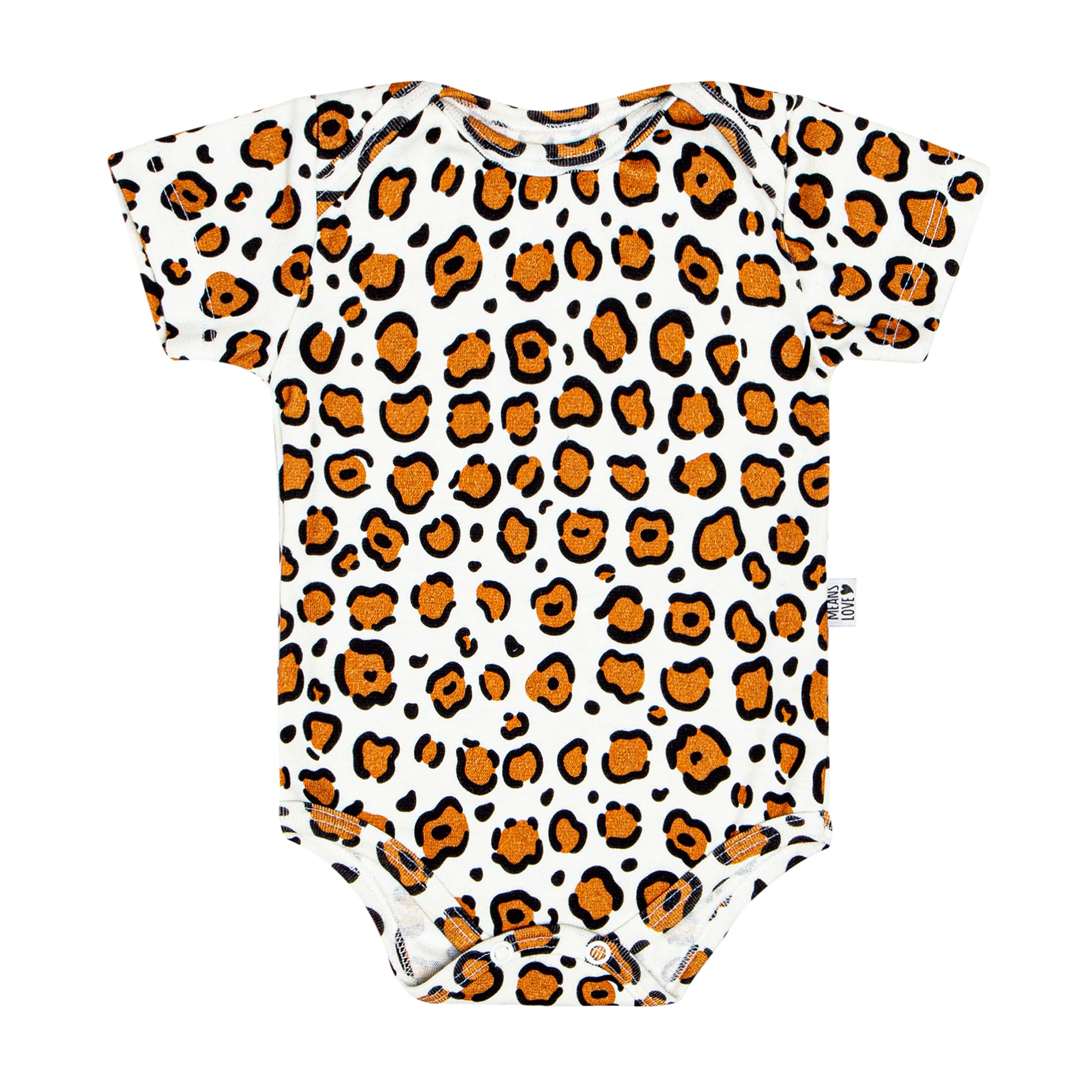 Body Infantil Manga Curta Menina [Algodão Stretch - Estampado] - Leopard