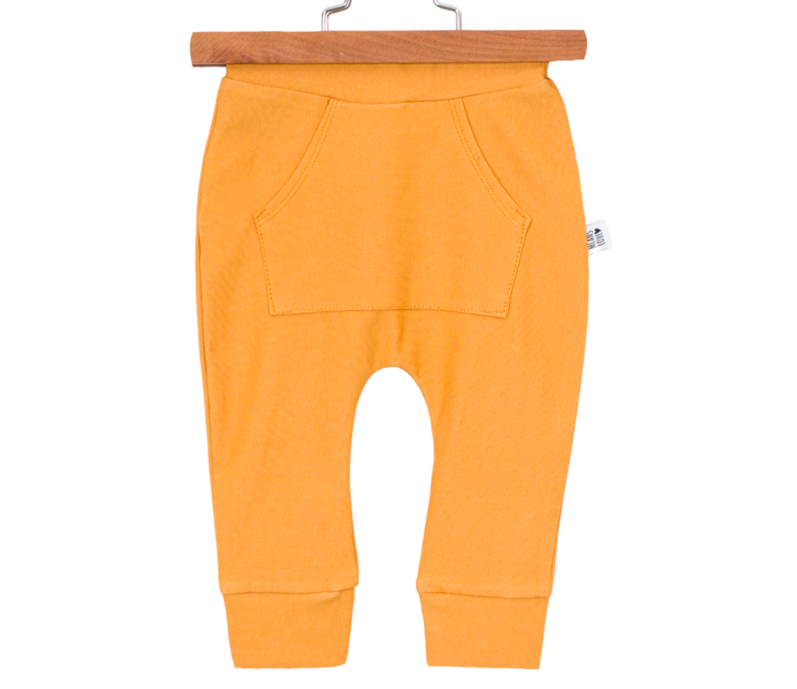 Calça Bebê/Infantil Com Bolsão Unissex [Jeans Stretch - Lisa] - Mostarda