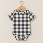 Body Manga Curta - Cotton Adapt | Vichy Preto