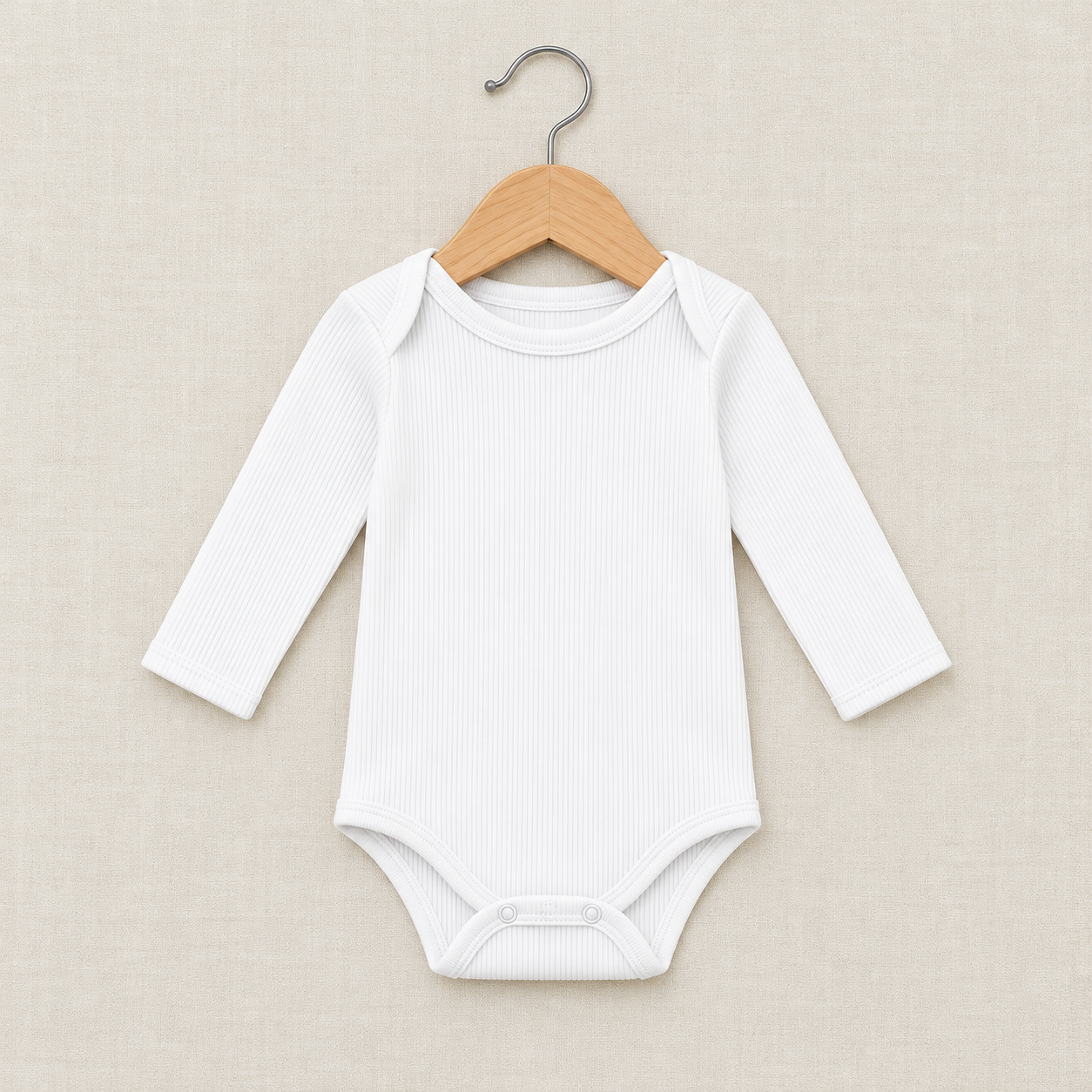 Body Manga Longa – Algodão Canelado | Branco Puro