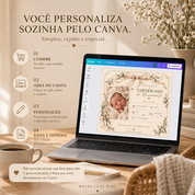 MEU PRIMEIRO REGISTRO — Certificado de Nascimento Editável no Canva