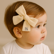 Presilha de Cabelo Infantil – Algodão Premium Canelado Liso | Areia