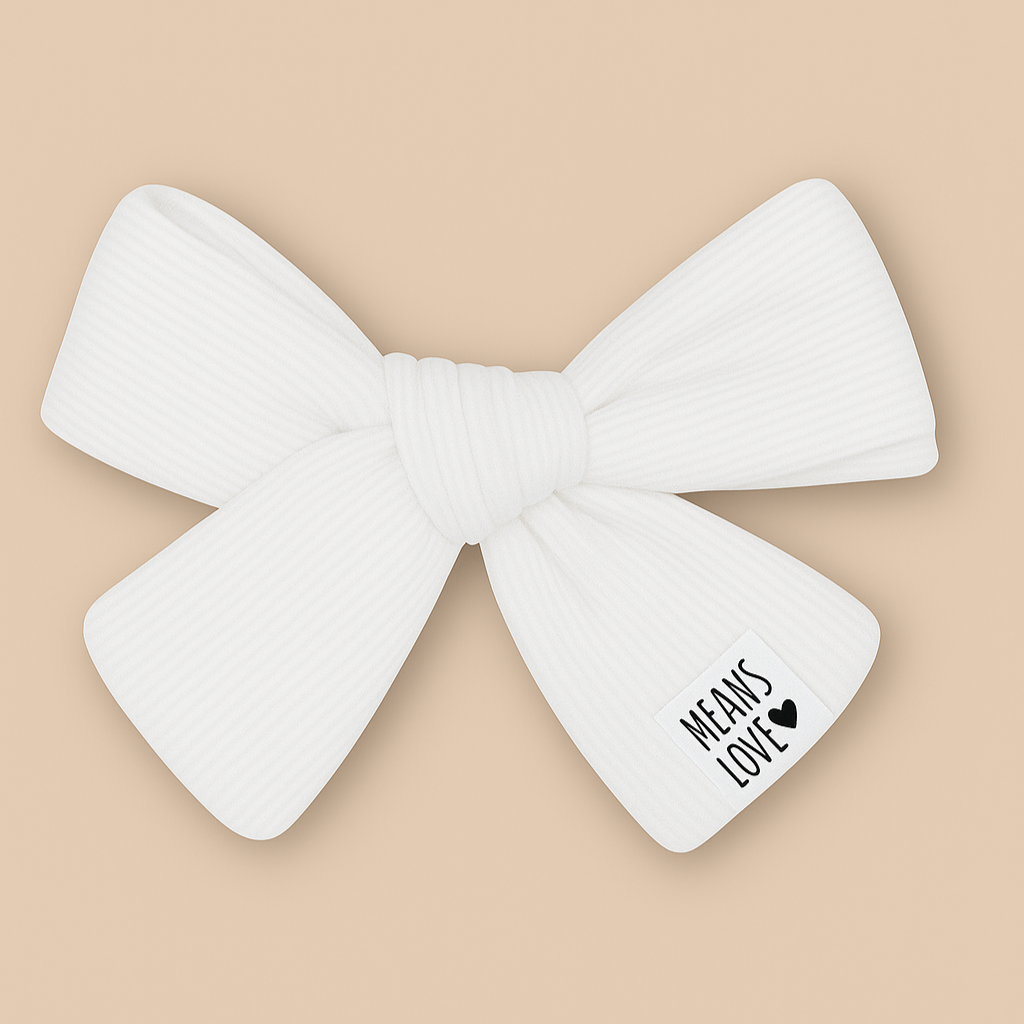 Presilha Laco de Cabelo Infantil  Algodao Premium Canelada Branca