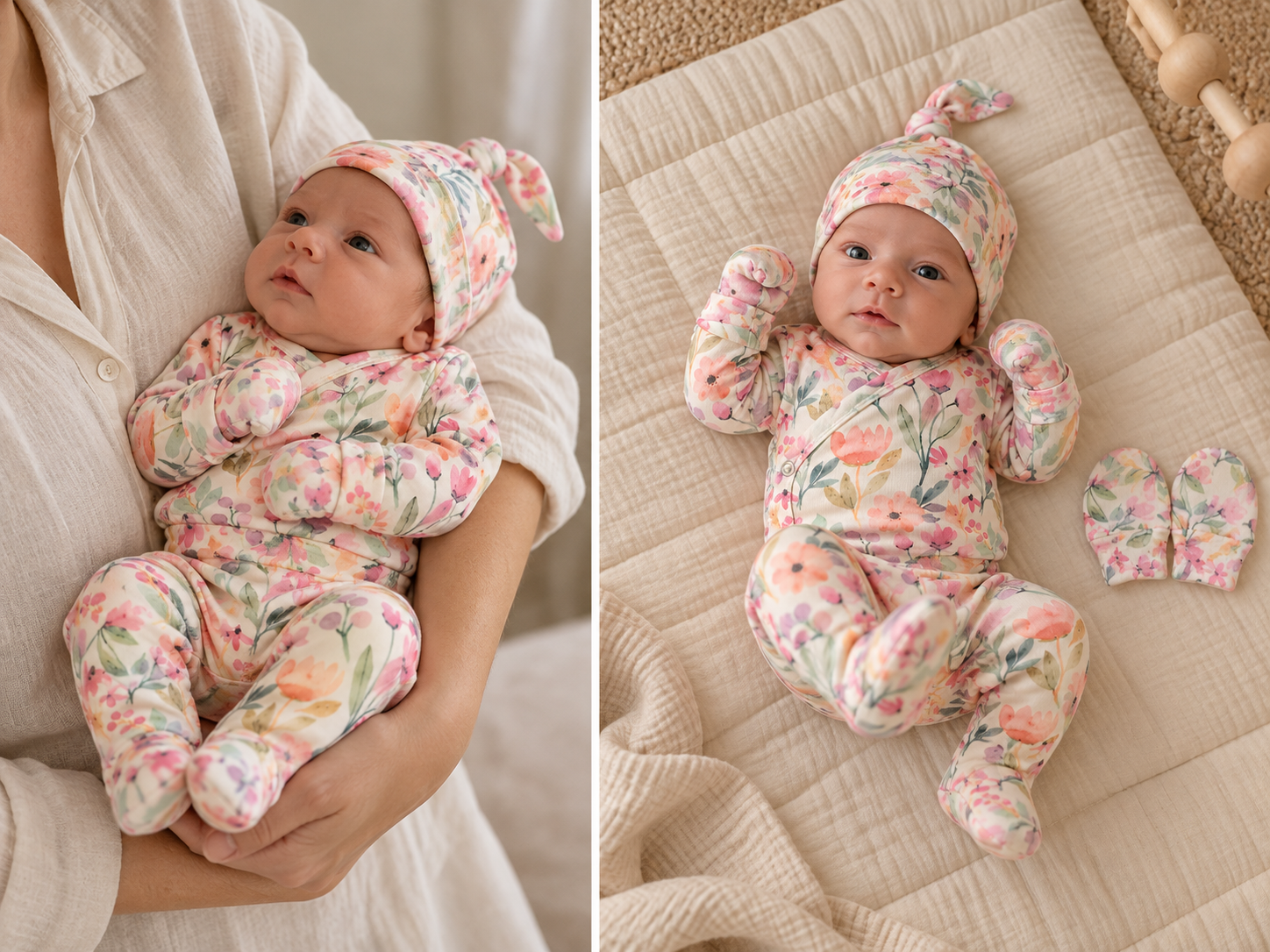 Saída Maternidade Recém-Nascido 4 Peças - Cotton Adapt | Petit Fleur