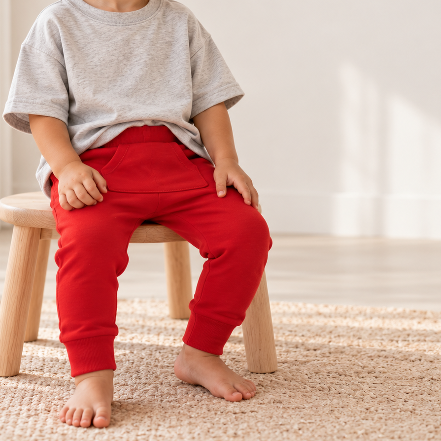 Calça Bolsão Canguru - Algodão Stretch | Vermelha