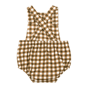 Salopete/Romper Bebê e Infantil Unissex – Cotton Premium Estampa Exclusiva | Vichy Marrom Clássico