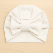 Turbante Com Lacinho Bebê Menina - Algodão Stretch Liso | Branco