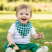 Bandana Babador Bebê Unissex – Algodão Stretch Estampado | Vichy Verde