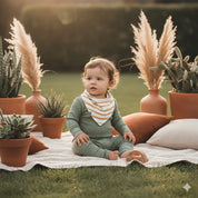 Bandana Babador Bebê Unissex – Algodão Premium Estampa Exclusiva | Listras Amarelas