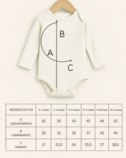Body Bebê e Infantil Unissex Manga Longa – Tecido Canelado Premium Liso | Cor Offwhite