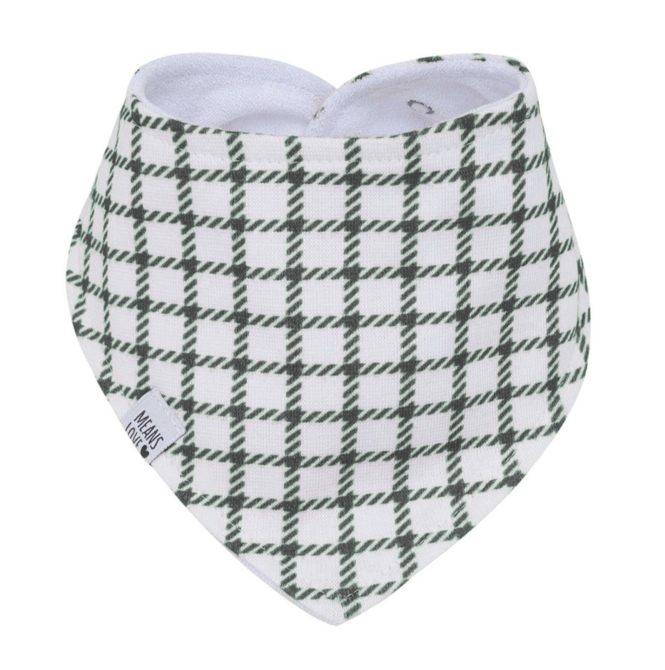 Bandana Babador Bebê Unissex – Algodão Estampado Premium | Grid Preto Minimalista