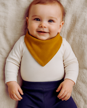 Bandana Babador Bebê Unissex – Algodão Stretch Liso | Mostarda