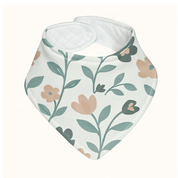 Bandana Babador Bebê Menina - Floral Vintage Tons de Azul | Cotton Estampado Premium