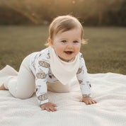 bandana babador bebe algodao premium liso off white forro atoalhado