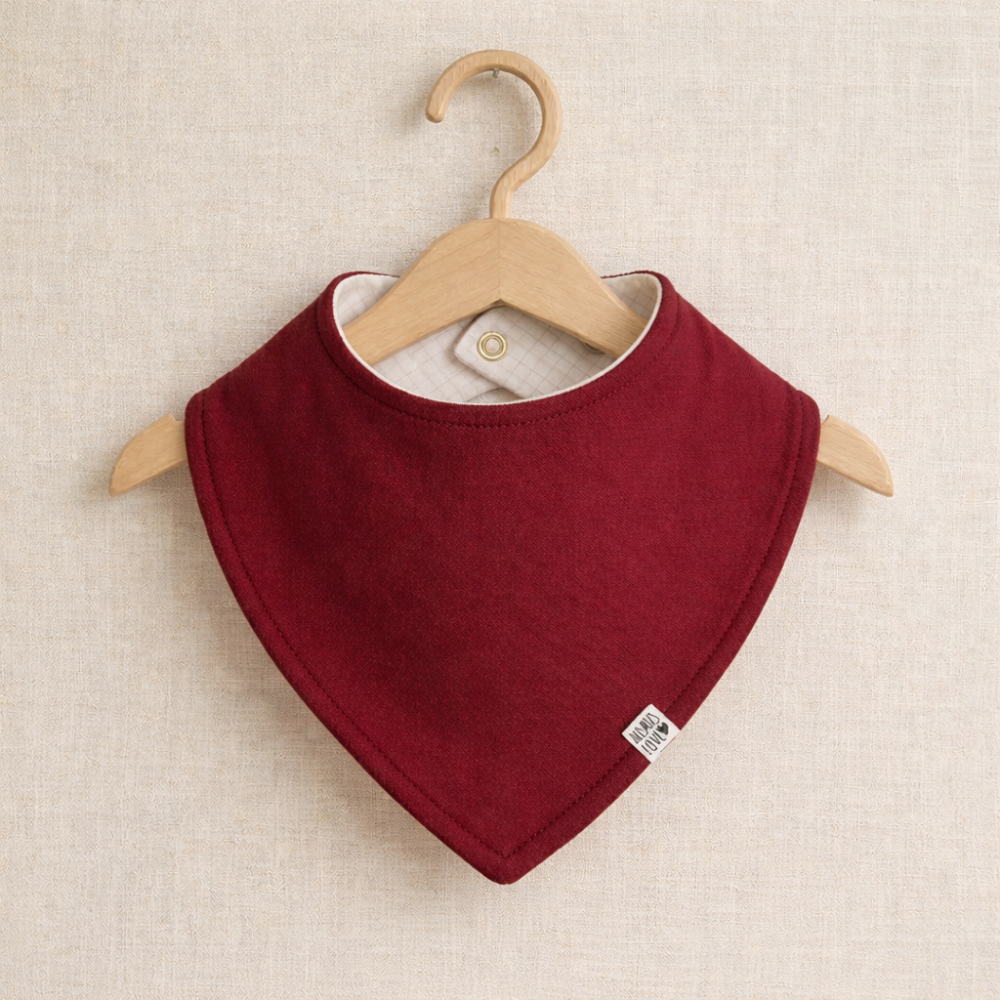 bandana babador bebe lisa atoalhada cor bordô