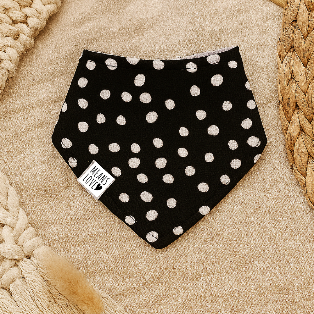 bandana babeiro babador bebe poa classico fundo preto