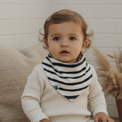 bandana bebe algodao estampa esclusiva e atoalhado listras pretas