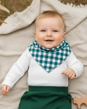 Bandana Babador Bebê Unissex – Algodão Stretch Estampado | Vichy Verde